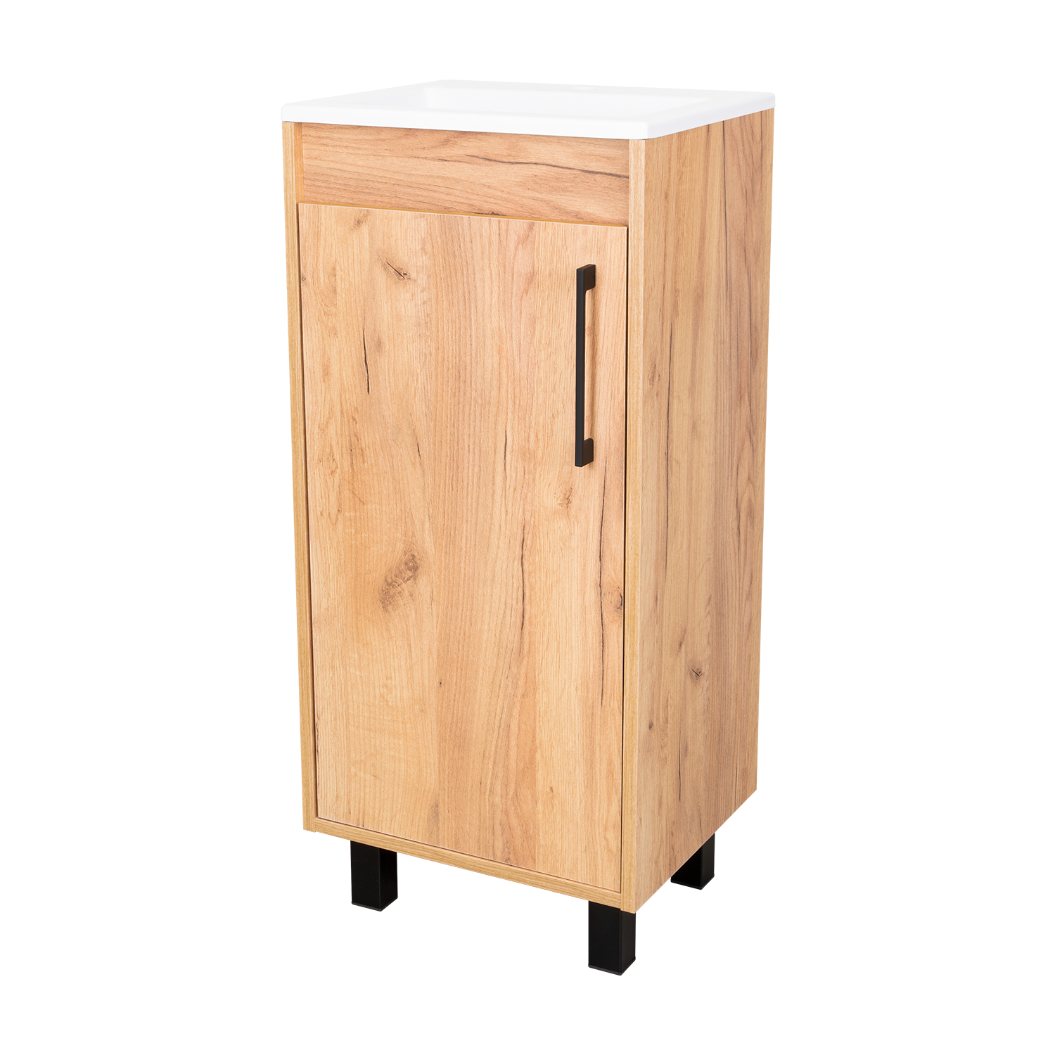 Mueble Lavamanos a Piso Oxford, Fresno Europeo y Plomo, Incluye Lavamanos 40cm ZF