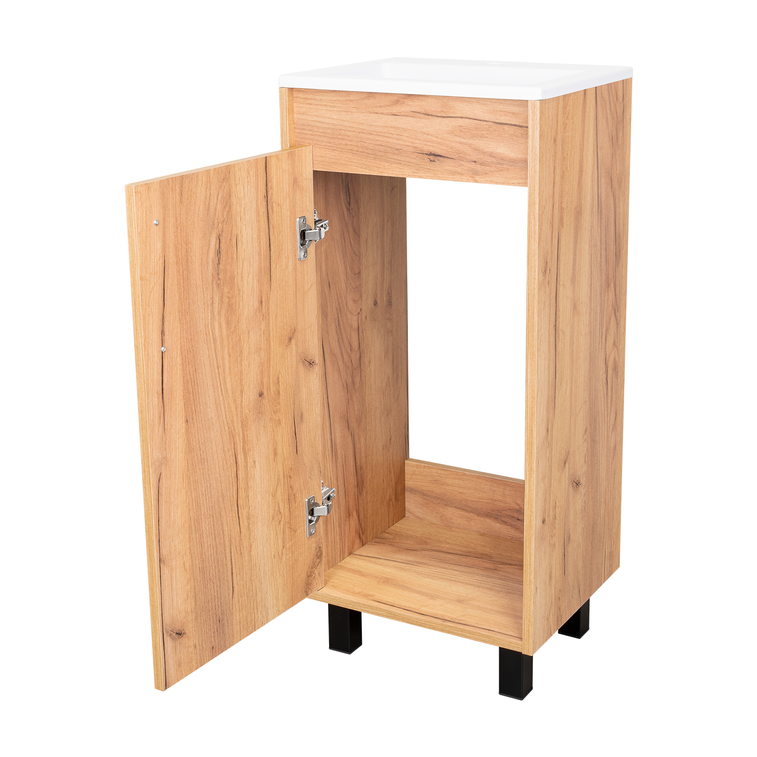Mueble Lavamanos a Piso Oxford, Fresno Europeo y Plomo, Incluye Lavamanos 40cm ZF