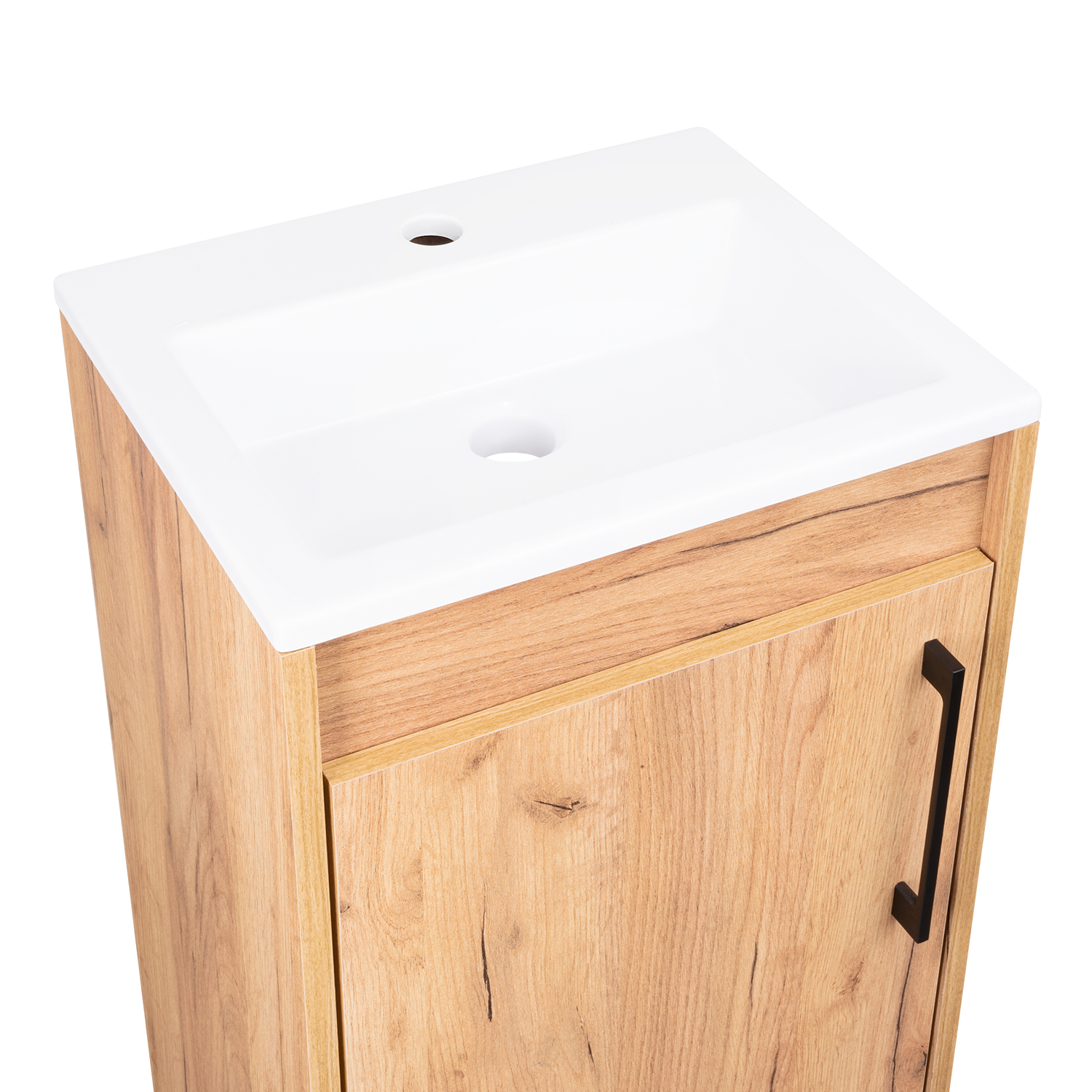 Mueble Lavamanos a Piso Oxford, Fresno Europeo y Plomo, Incluye Lavamanos 40cm ZF