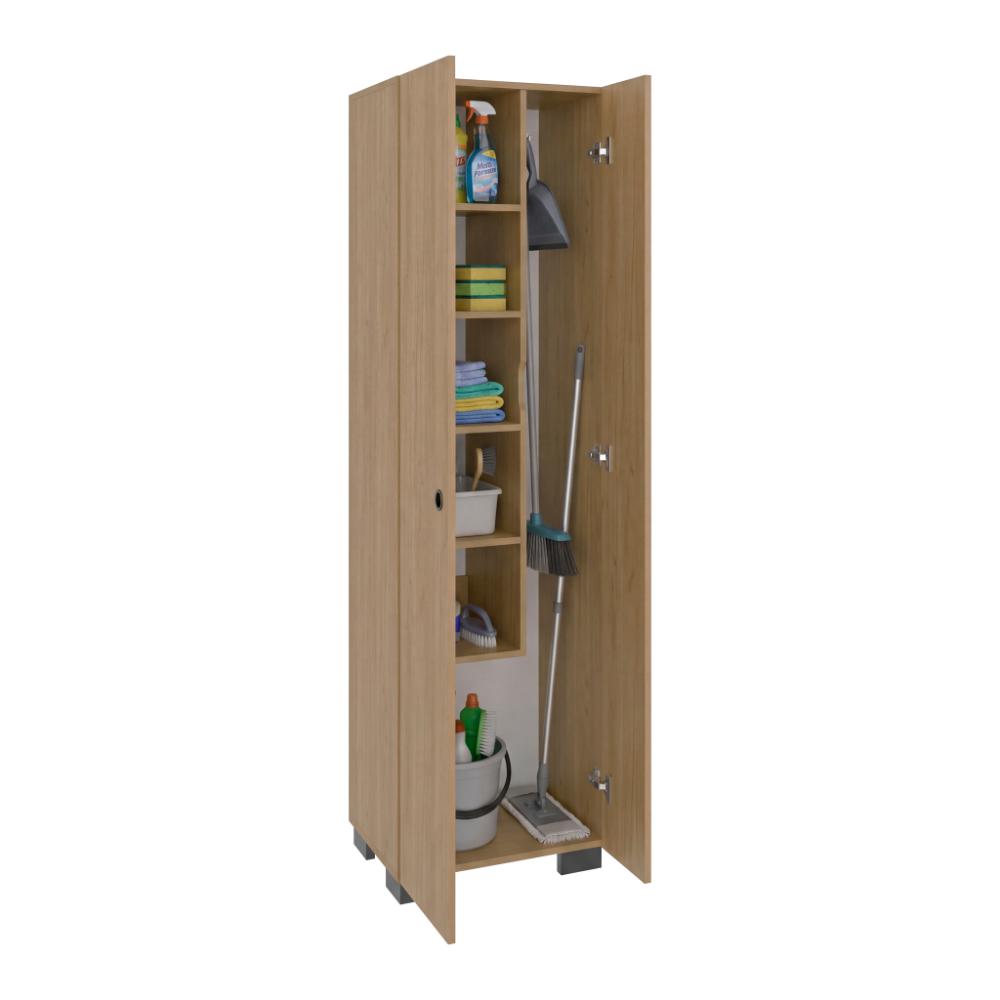 Mueble de Aseo Blake, Kronos Fresno, Incluye colgador para escobas y variedad de entrepaños ZF