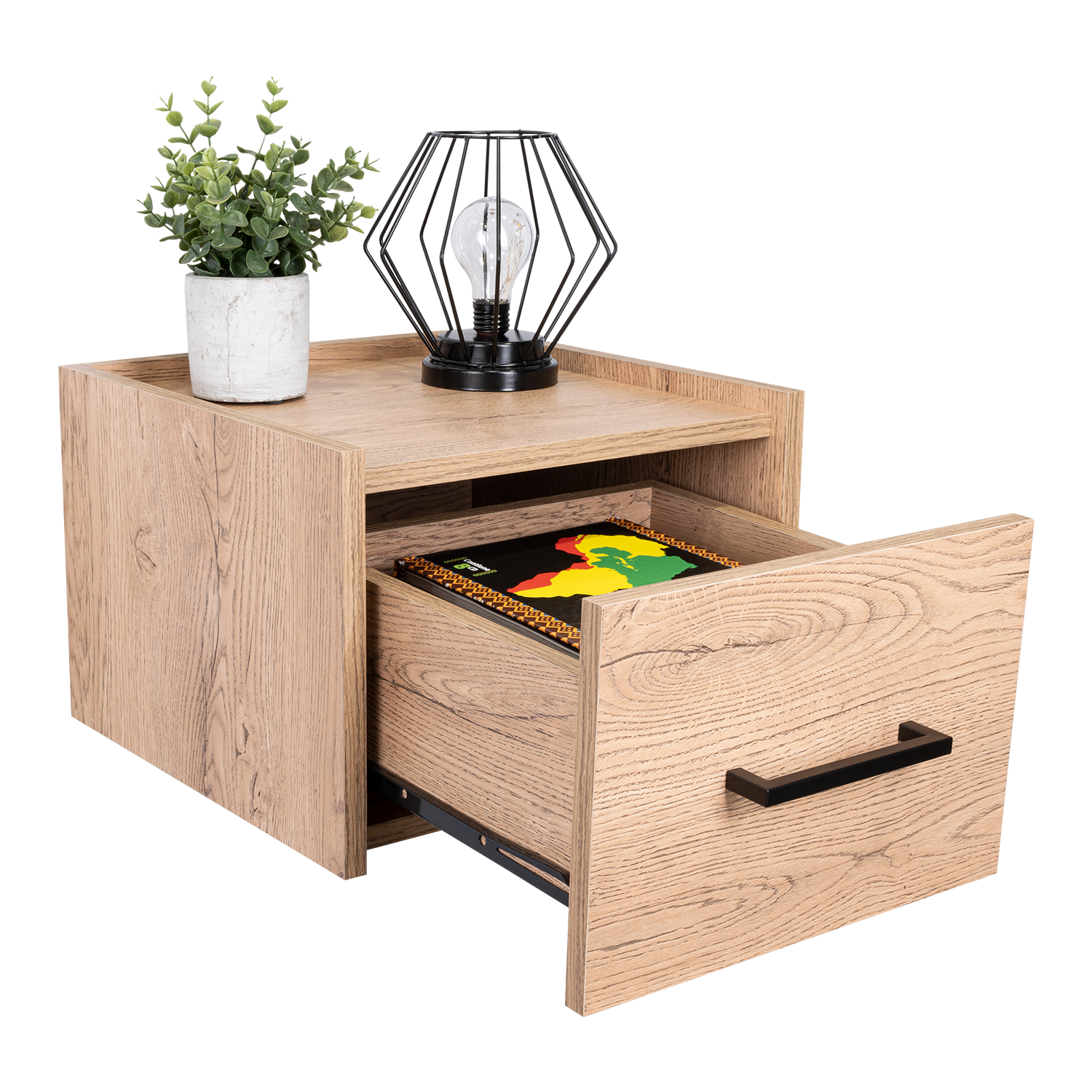 Set de 2 Mesas de Noche Flotante Boa, Macadamia, con Espacio para Colocar Objetos Decorativos ZF