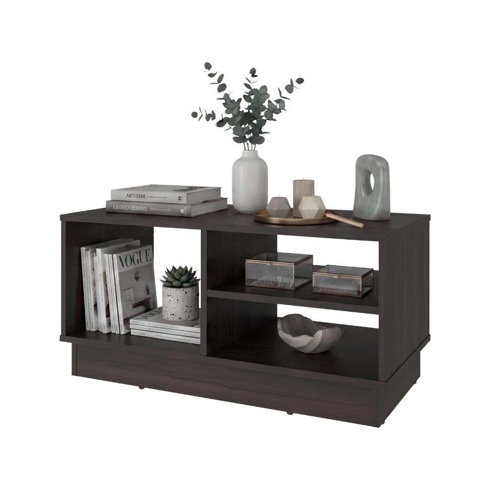 Mesa de Centro Caoba, Kronos Nogal, Con 3 compartimentos de fácil instalación ZF