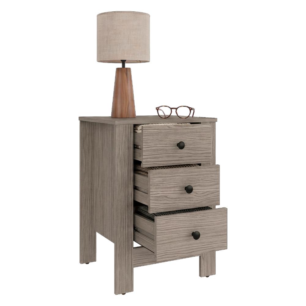 Mesa de Noche Freedom, Positano, con 3 cajones para almacenamiento y espacio para objetos decorativos ZF