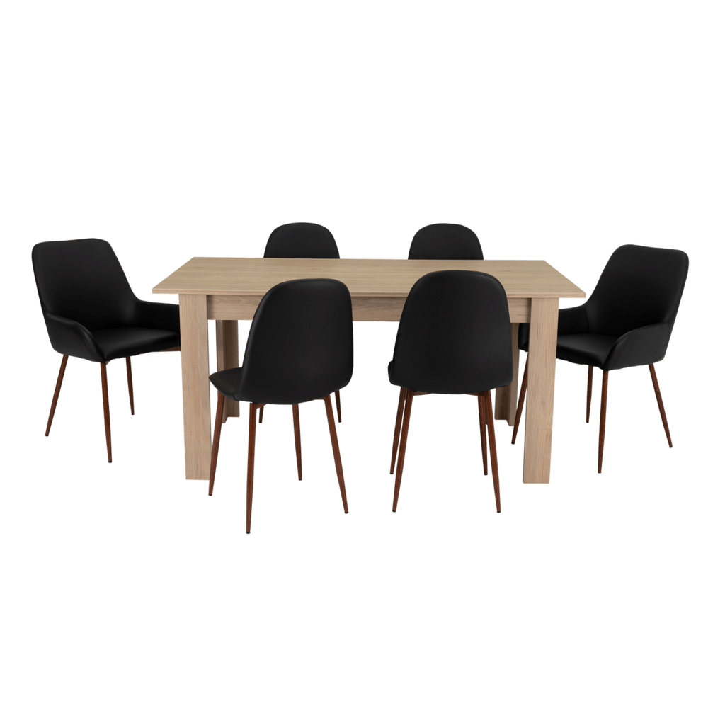 Combo Comedor Limea, Beige, Wengue y Café Claro, Incluye Comedor y 6 Sillas - VIRTUAL MUEBLES