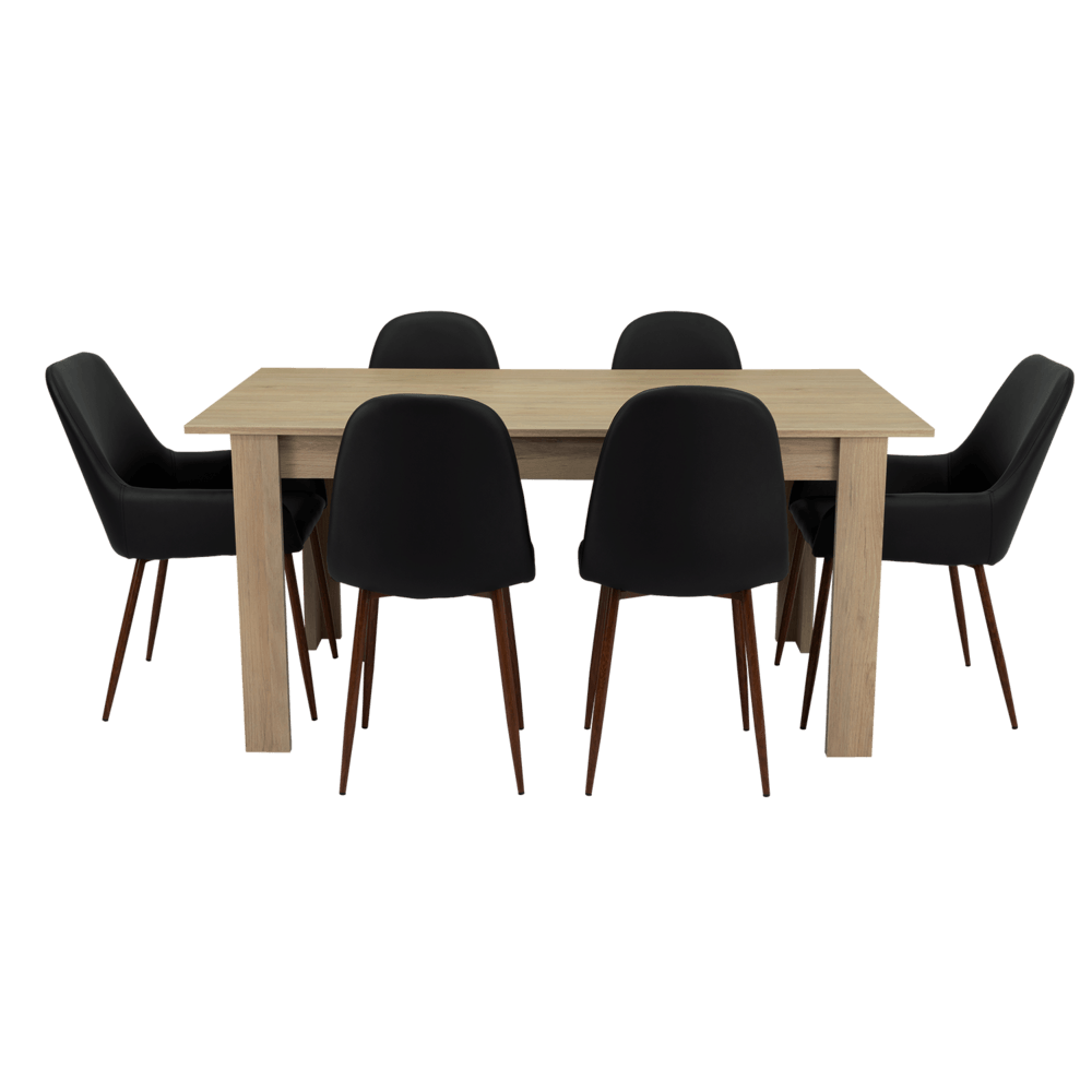 Combo Comedor Limea, Beige, Wengue y Café Claro, Incluye Comedor y 6 Sillas - VIRTUAL MUEBLES