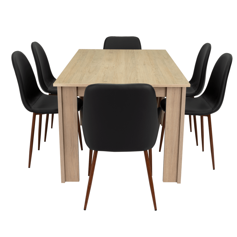 Combo Comedor Limea, Beige, Wengue y Café Claro, Incluye Comedor y 6 Sillas - VIRTUAL MUEBLES