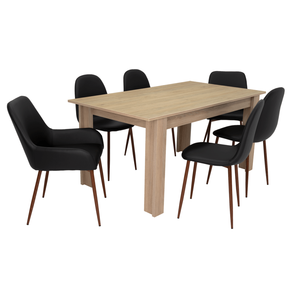 Combo Comedor Limea, Beige, Wengue y Café Claro, Incluye Comedor y 6 Sillas - VIRTUAL MUEBLES