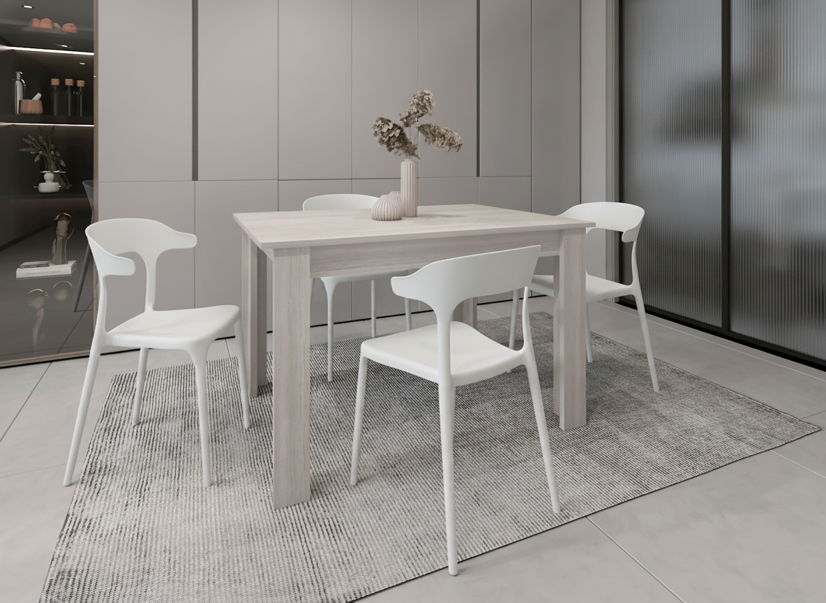 Combo Klarisa, Incluye Comedor y 4 Sillas en Color Blanco