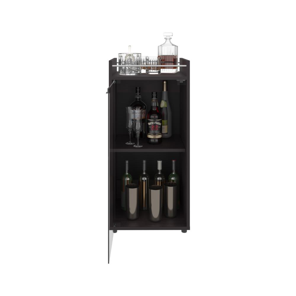 MiniBar Theba, Wengue, con espacio para botellas de vino y copas ZF