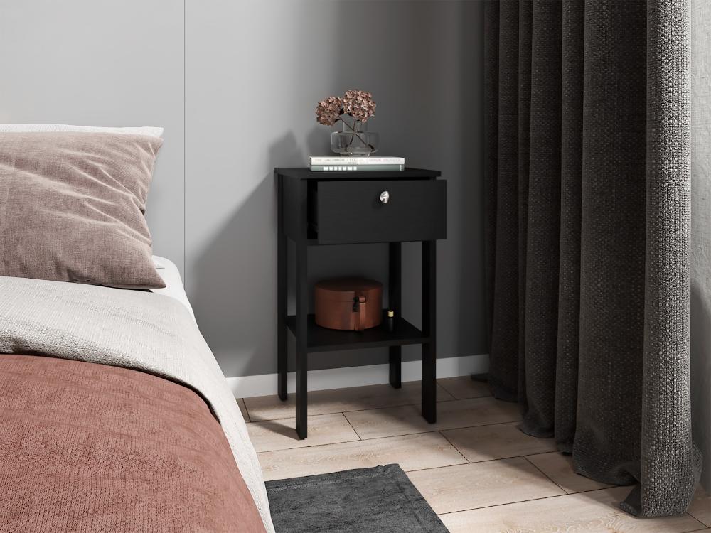 Mesa de Noche Camil II, Wengue, con un cajon y manija tipo boton ZF