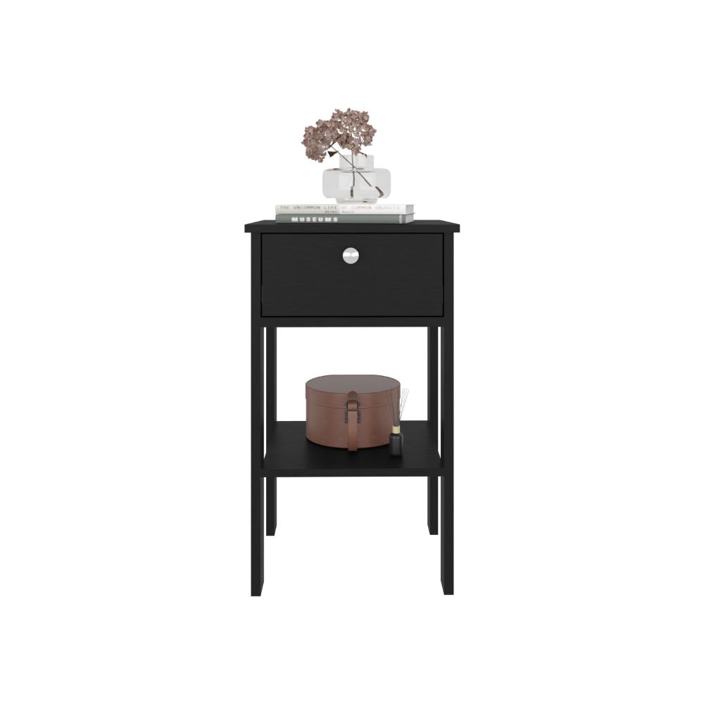 Mesa de Noche Camil II, Wengue, con un cajon y manija tipo boton ZF