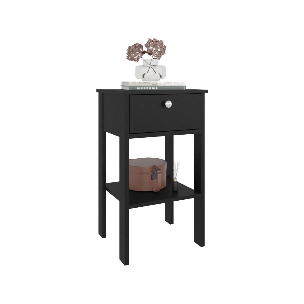 Mesa de Noche Camil II, Wengue, con un cajon y manija tipo boton ZF