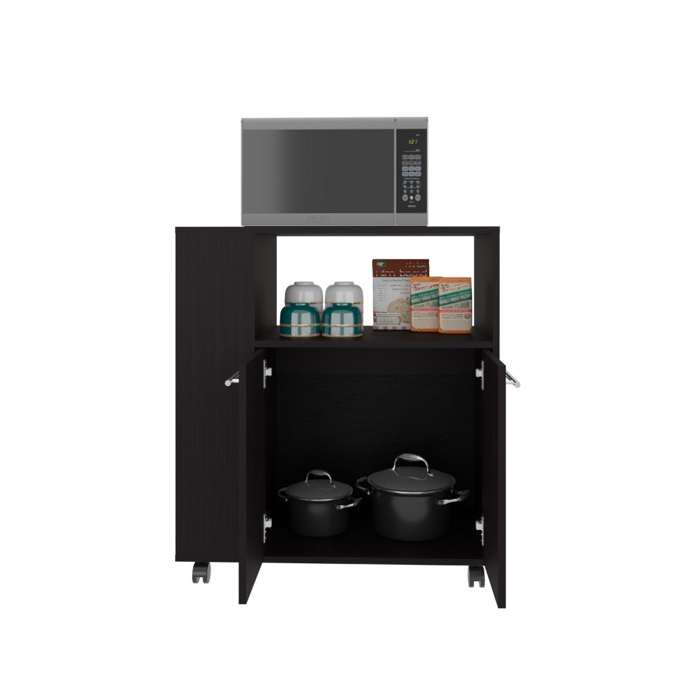 Mesa Auxiliar de Cocina Eldon, Wengue, con Rodachina y Rodachina de Freno ZF