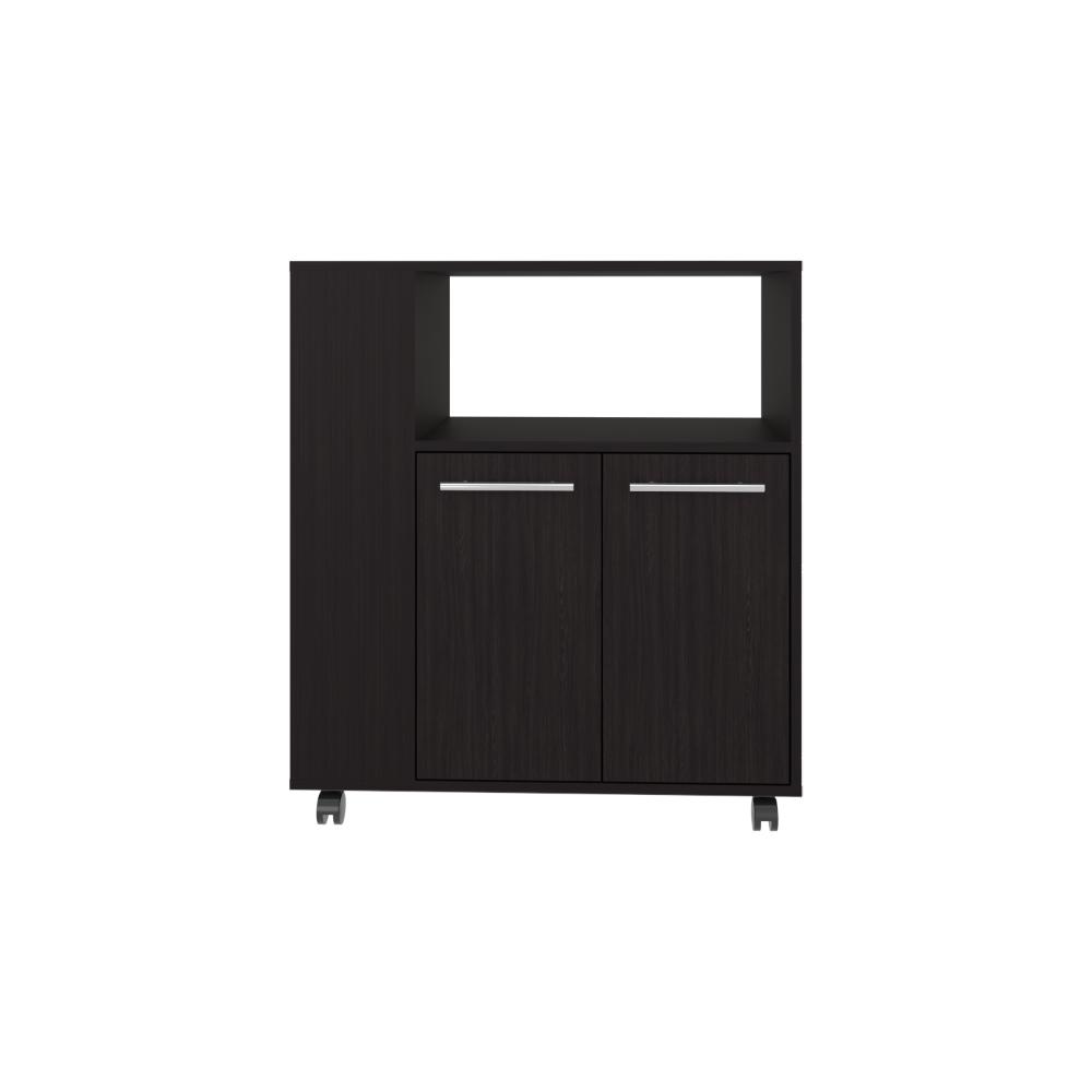 Mesa Auxiliar de Cocina Eldon, Wengue, con Rodachina y Rodachina de Freno ZF