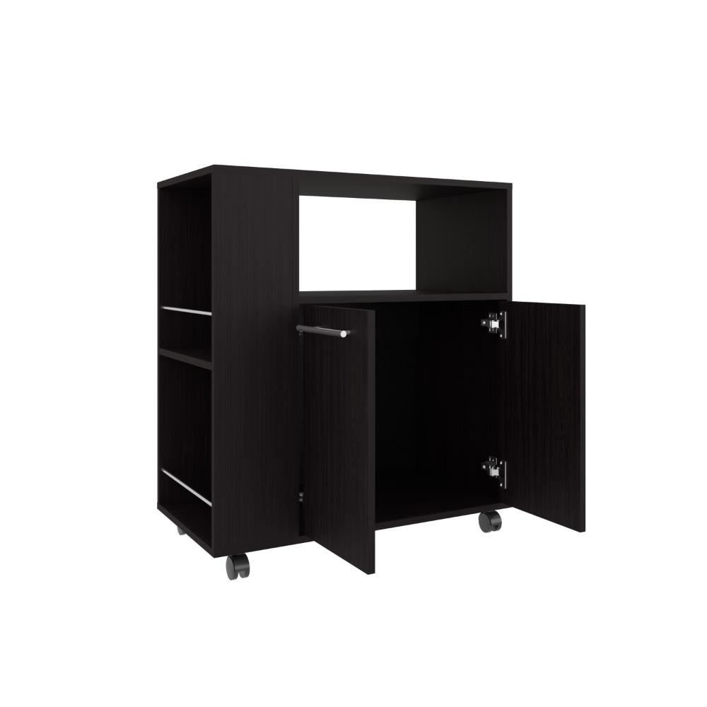 Mesa Auxiliar de Cocina Eldon, Wengue, con Rodachina y Rodachina de Freno ZF