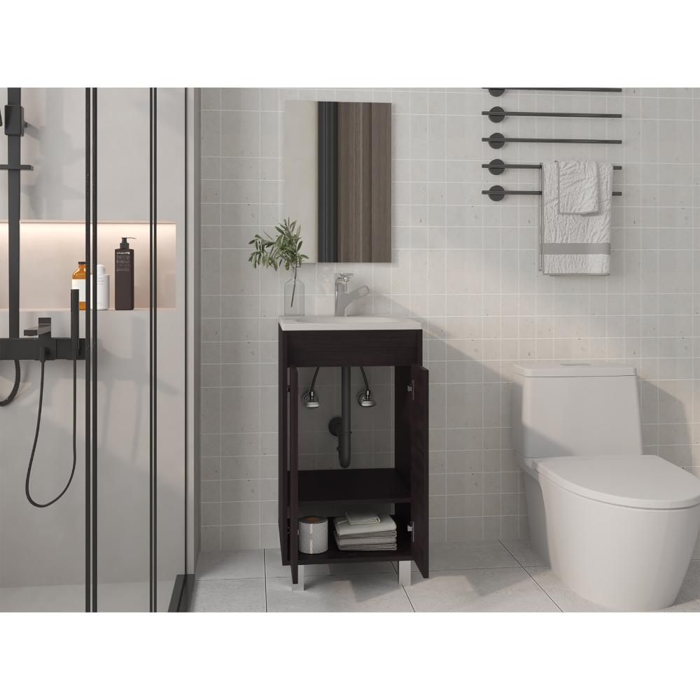 Combo Mueble Para Lavamanos Brandy, Wengue, Incluye Lavamanos Praia 45 y Espejo ZF