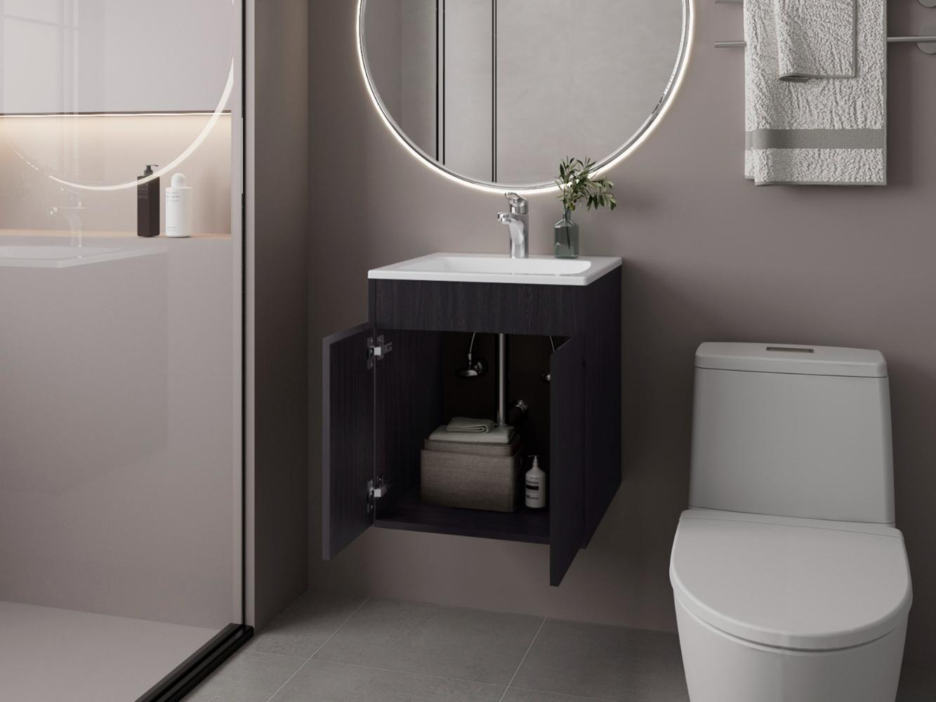 Mueble Para Lavamanos Meka, Wengue, Incluye Lavamanos Praia 45 ZF