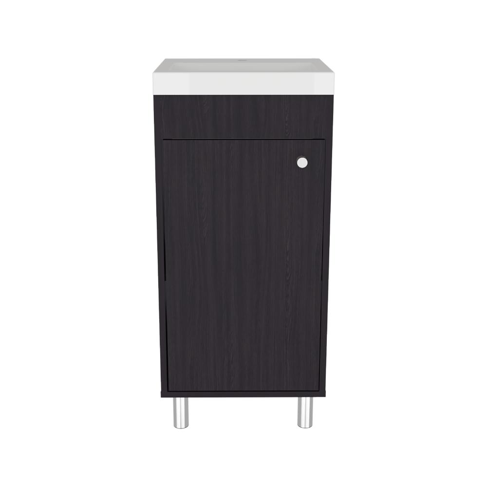 Mueble para Lavamanos Rivera, Wengue, con Patas en Acero y con Gran Espacio para Colocar Objetos ZF