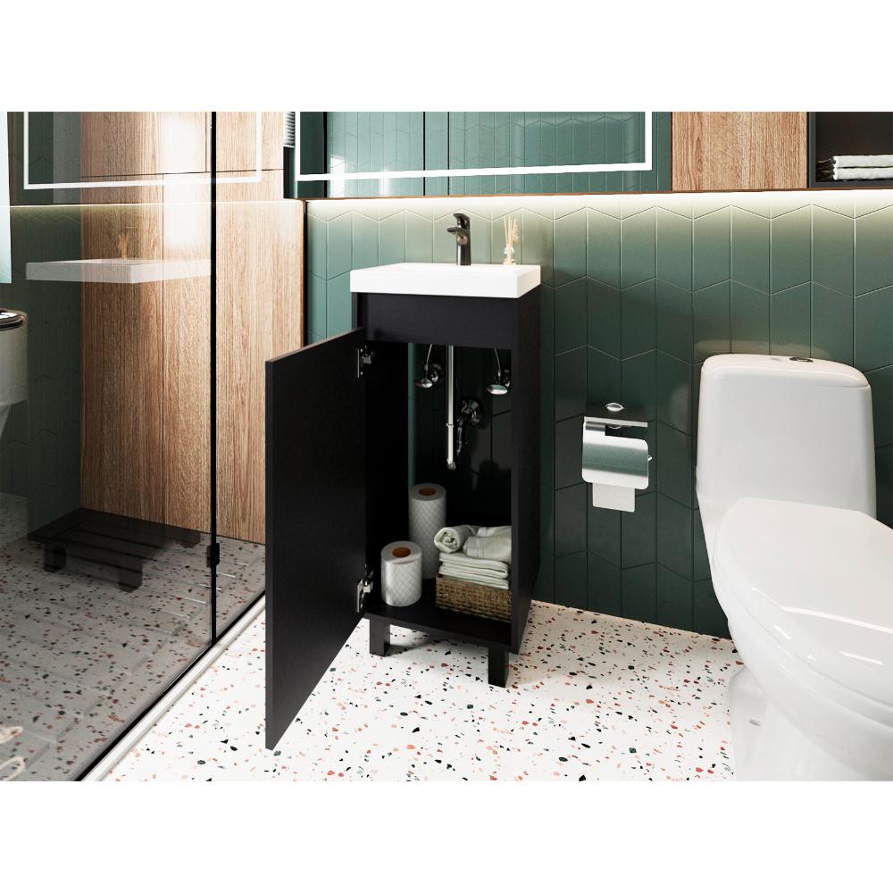 Mueble Lavamanos a Piso Oxford, Wengue, Incluye Lavamanos 40cm ZF