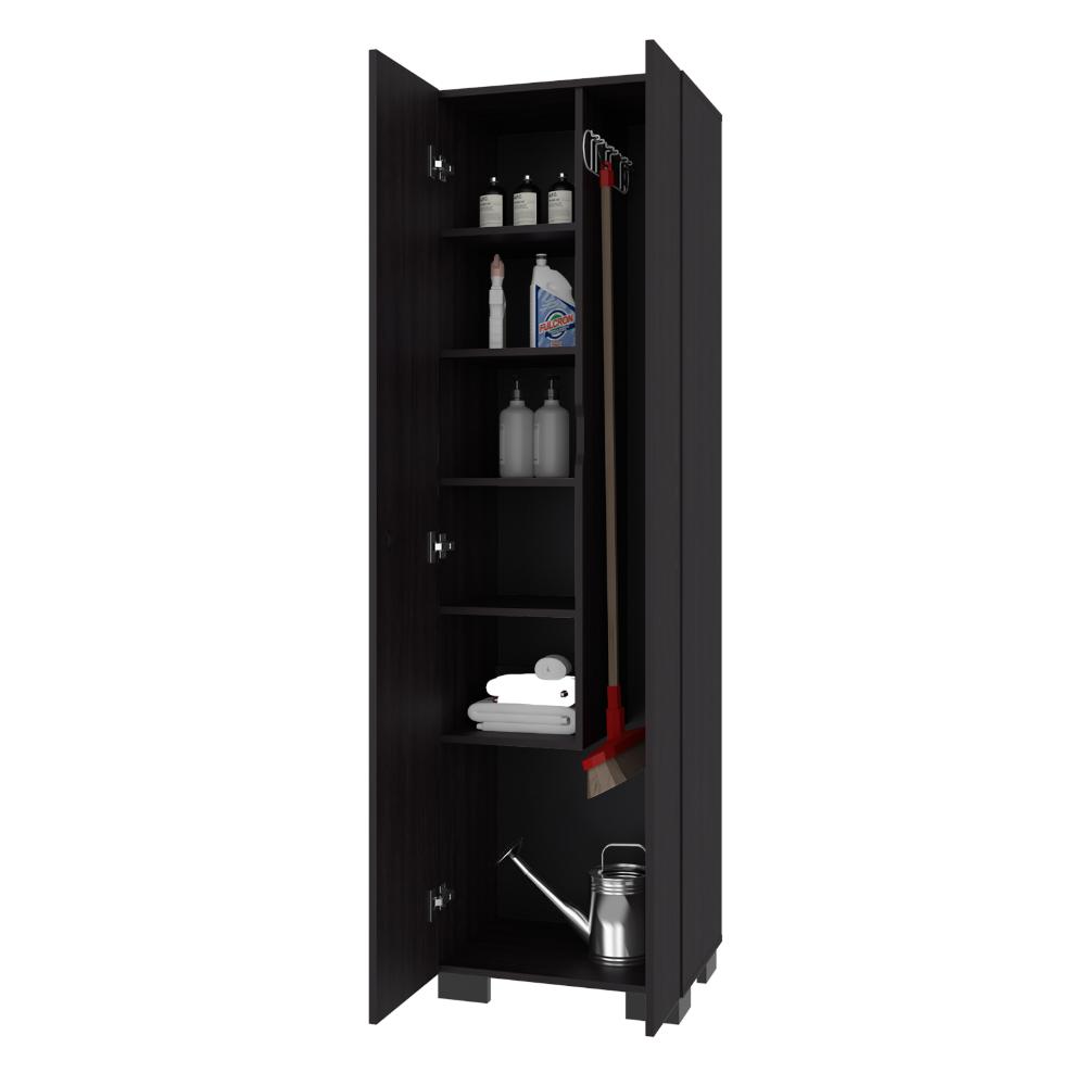 Mueble de Aseo Blake, Kronos Wengue, Incluye colgador para escobas y variedad de entrepaños ZF