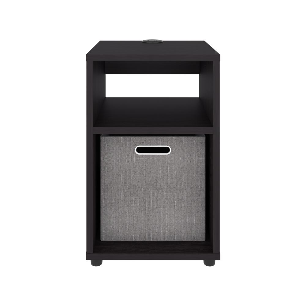 Mesa Auxiliar Mercer USB, Kronos Wengue, Con contenedor en tela y conector USB para tus dispositivos ZF