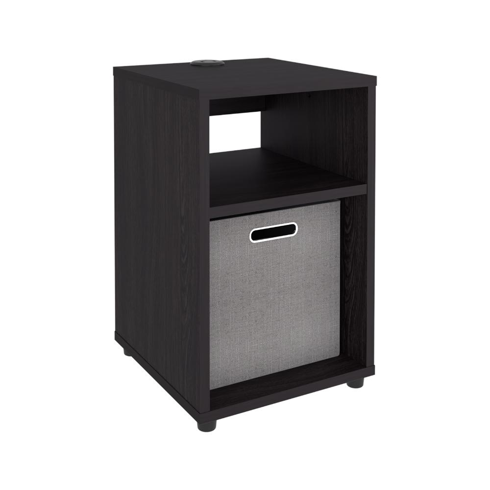 Mesa Auxiliar Mercer USB, Kronos Wengue, Con contenedor en tela y conector USB para tus dispositivos ZF