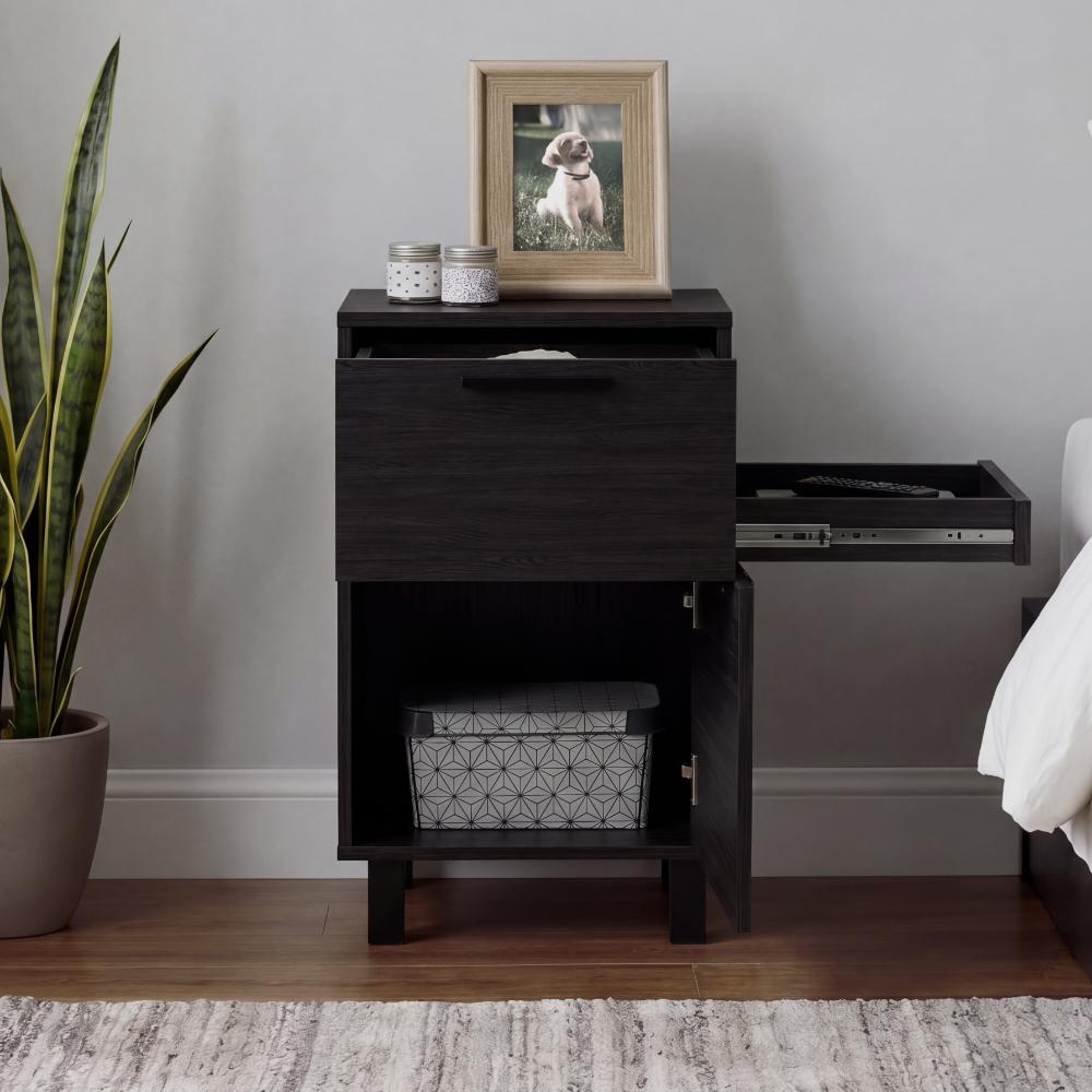 Mesa de Noche Secret, Kronos Wengue, con una puerta y cajón secreto ZF