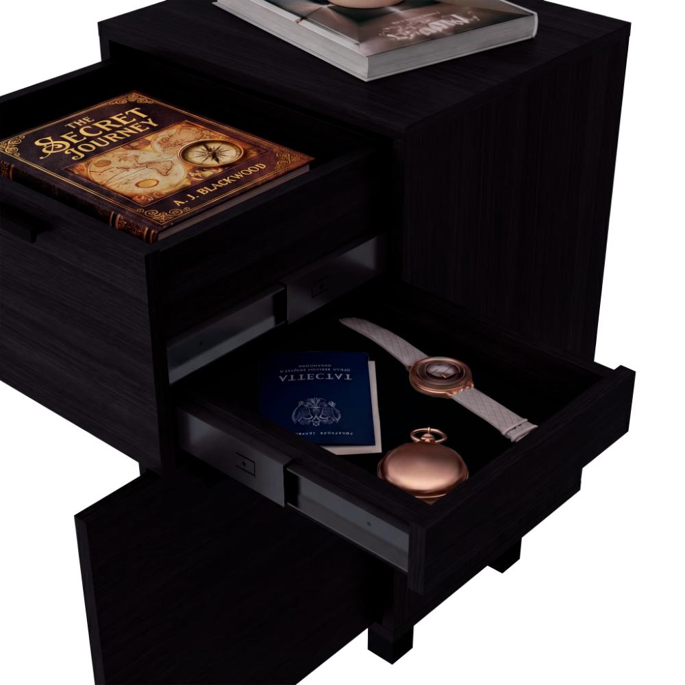 Mesa de Noche Secret, Kronos Wengue, con una puerta y cajón secreto ZF