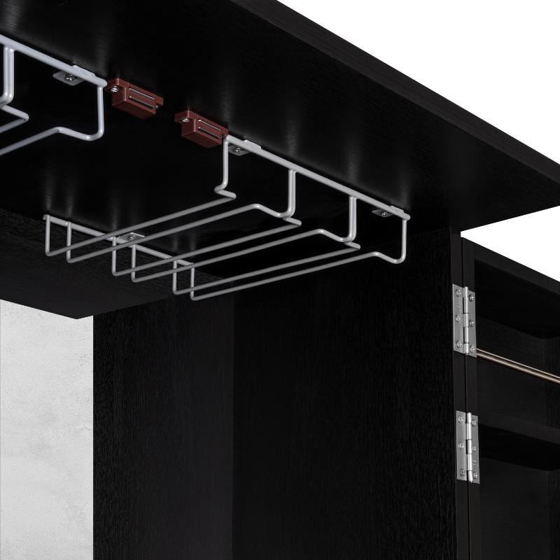 Bar Alto Salvador, Wengue, con Espacio para Botellas y Porta Copas
