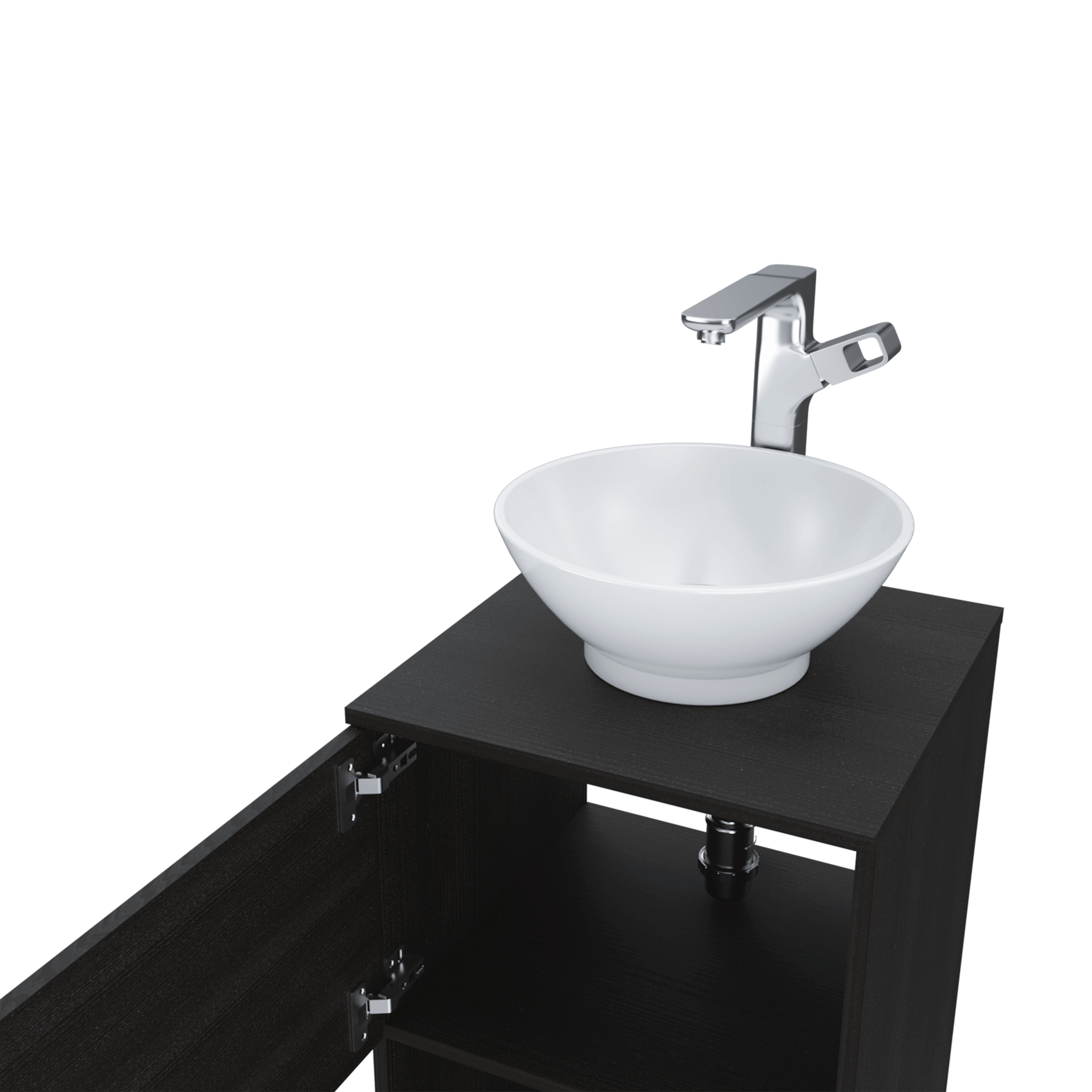 Mueble Lavamanos Gorby,Wengue, con Puerta Abatible e Incluye Lavamanos. - VIRTUAL MUEBLES