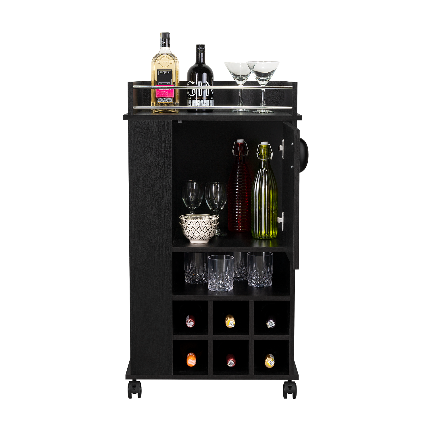Bar Finland, Wengue, con Amplios Espacios para Ubicar Botellas ZF