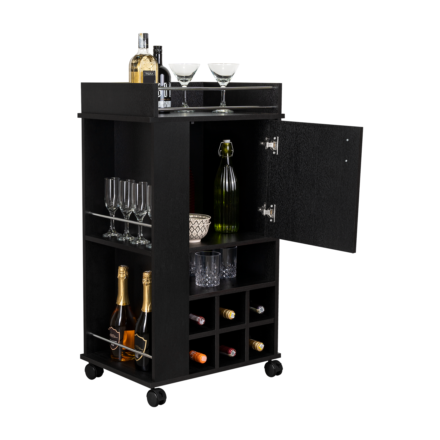 Bar Finland, Wengue, con Amplios Espacios para Ubicar Botellas ZF