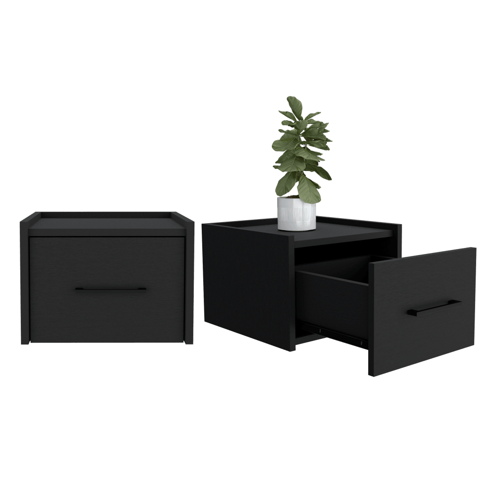 Mesa de Noche Flotante Boa, Wengue, Con Espacio Para Colocar Objetos Decorativos ZF X2