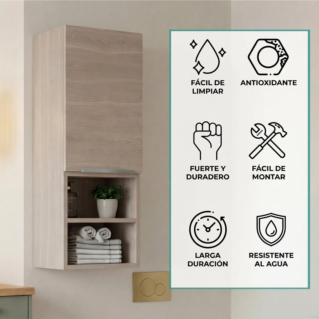 Gabinete de Baño Real, Humo, Ideal Para Espacios Reducidos ZF