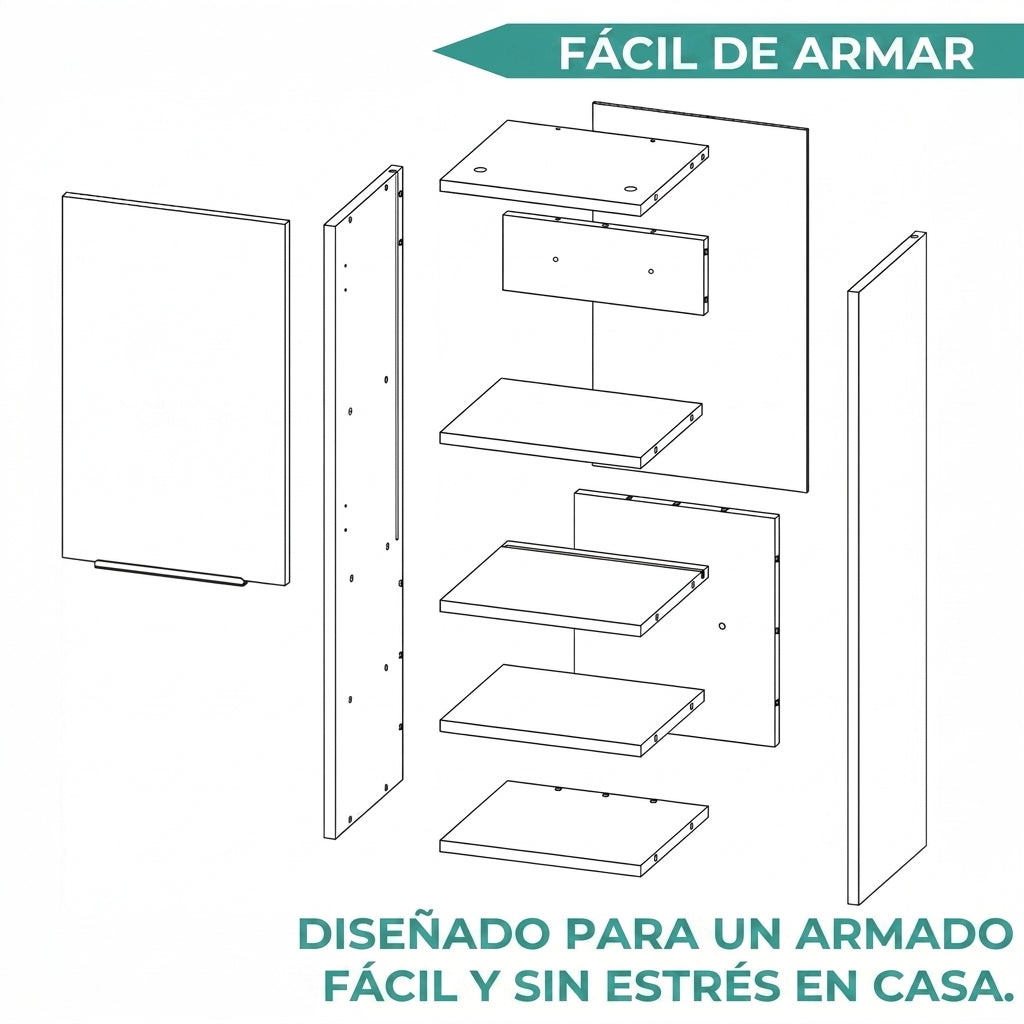 Gabinete de Baño Real, Humo, Ideal Para Espacios Reducidos ZF