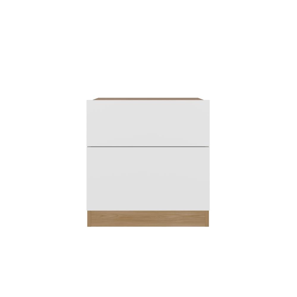 Mesa de Noche Nebrask, Fresno Europeo y Blanco, con un Cajón Organizador X2
