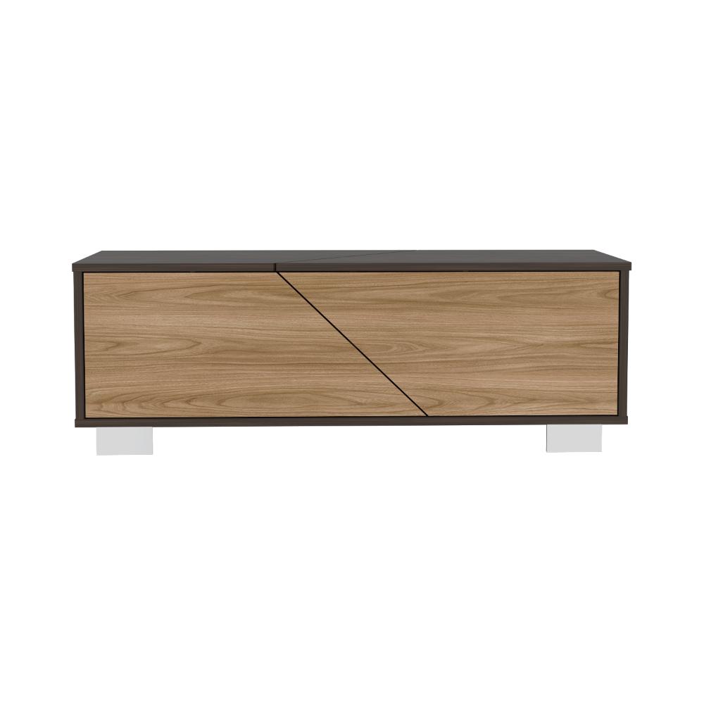 Mesa de Centro Orus, Nogal y Fresno Europeo, con Una Puerta y Patas de Acero
