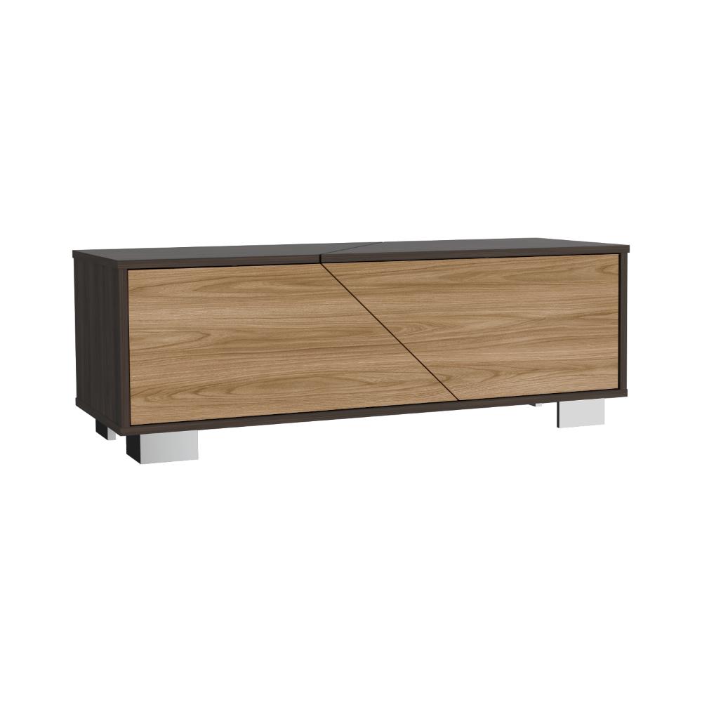 Mesa de Centro Orus, Nogal y Fresno Europeo, con Una Puerta y Patas de Acero