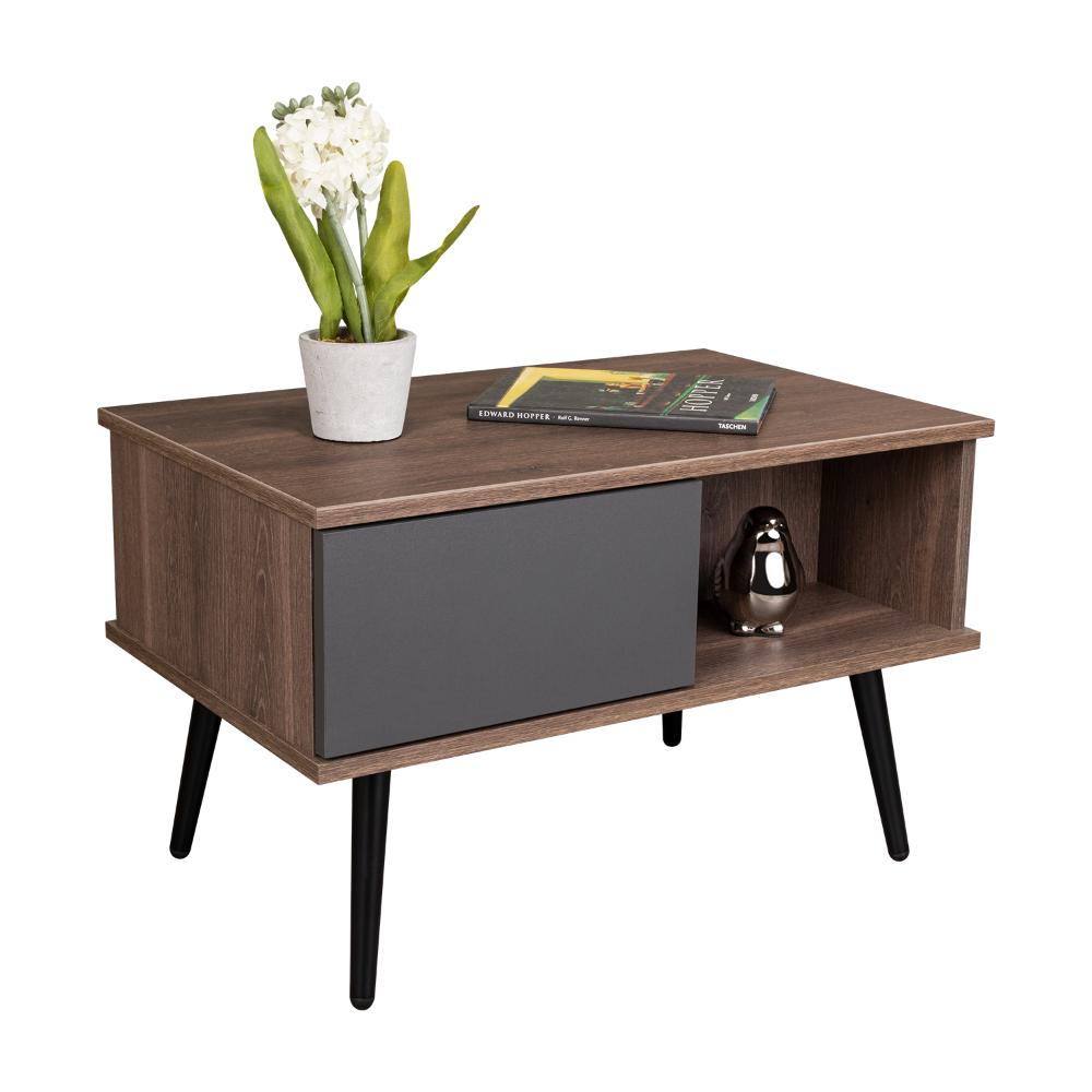 Mesa de Centro Toronto, Milan y Plata Oscuro, con espacio para colocar objetos decorativos