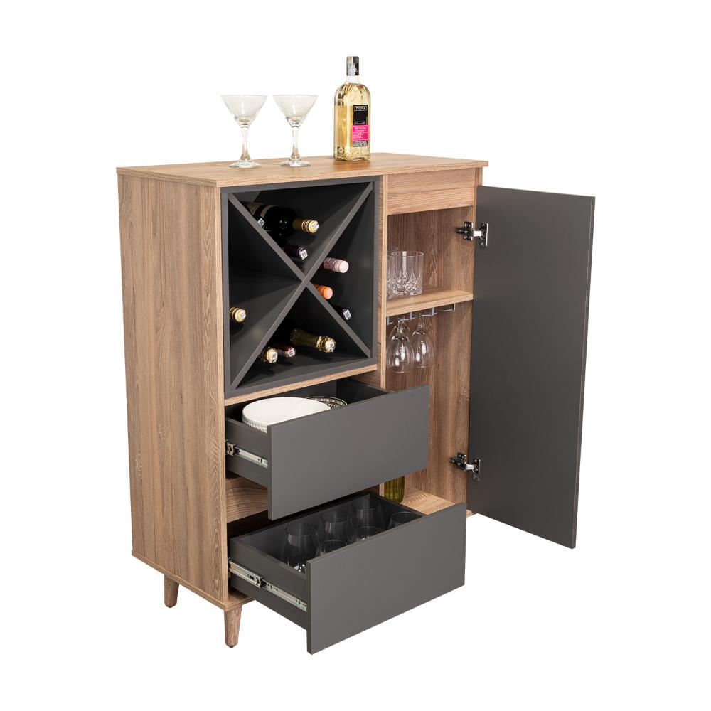 Bar Nashira, Miel y Plata Oscuro, con Dos Cajones con Riel Extensión y Una Puerta