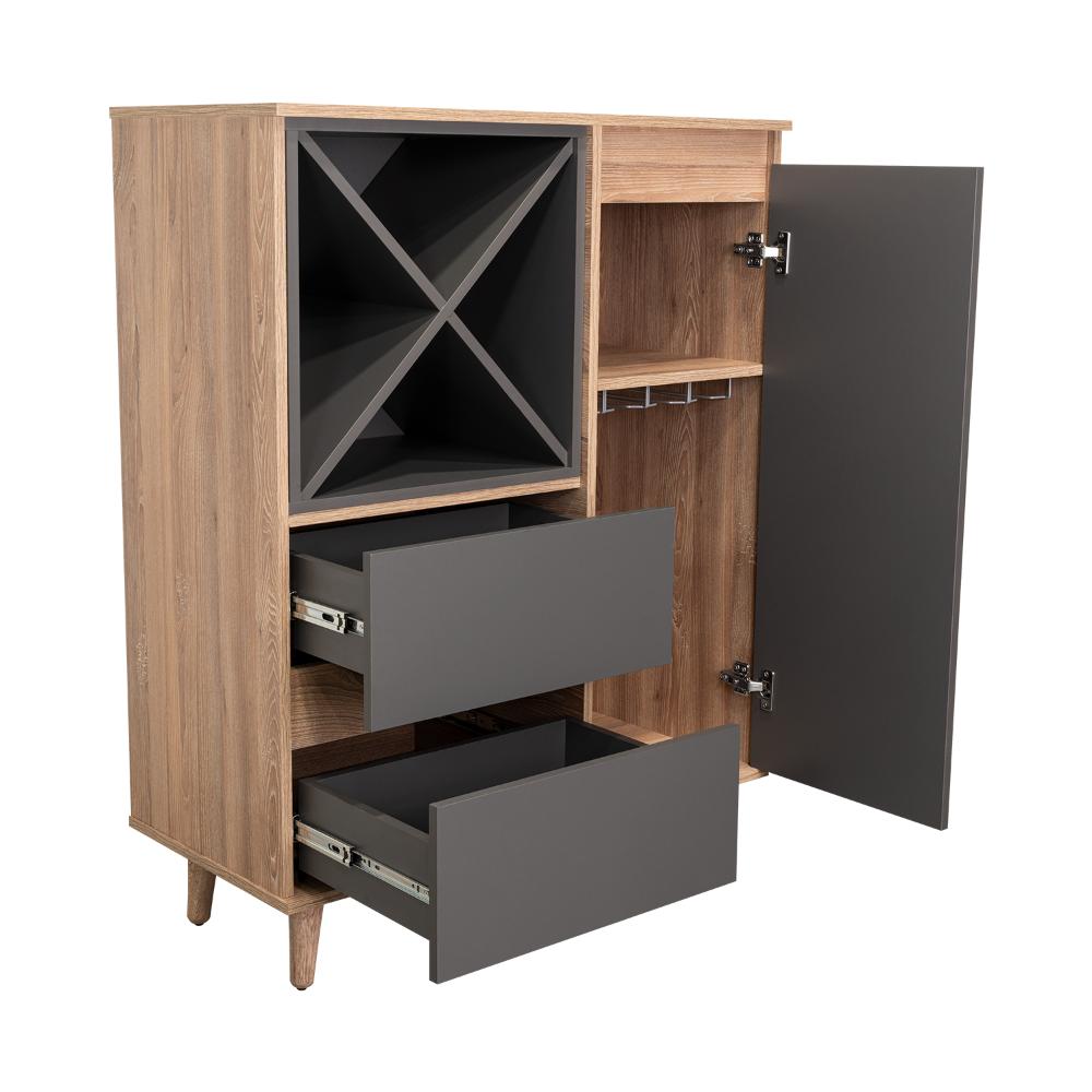 Bar Nashira, Miel y Plata Oscuro, con Dos Cajones con Riel Extensión y Una Puerta