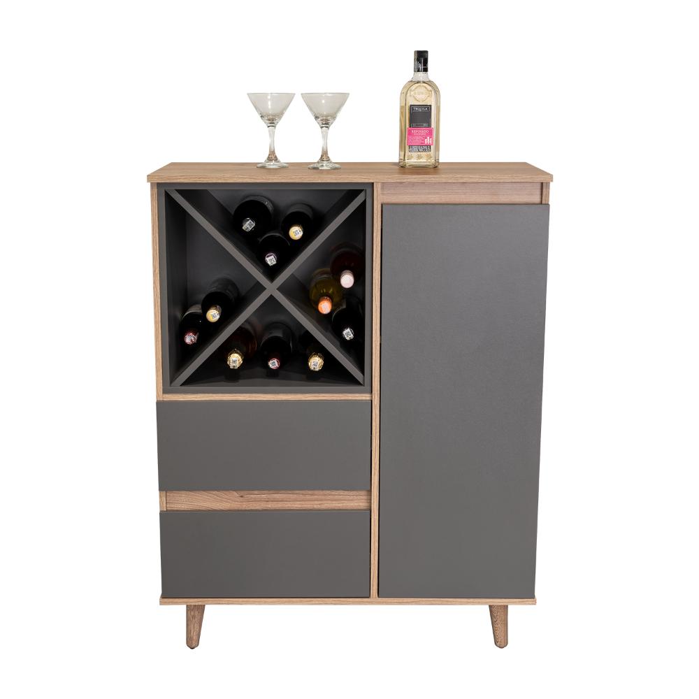 Bar Nashira, Miel y Plata Oscuro, con Dos Cajones con Riel Extensión y Una Puerta