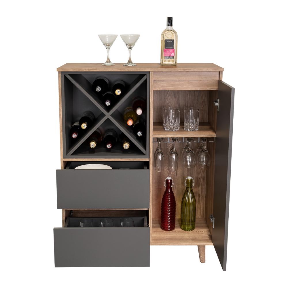 Bar Nashira, Miel y Plata Oscuro, con Dos Cajones con Riel Extensión y Una Puerta