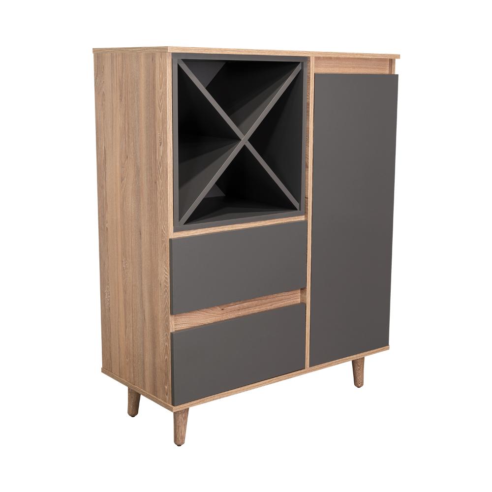 Bar Nashira, Miel y Plata Oscuro, con Dos Cajones con Riel Extensión y Una Puerta