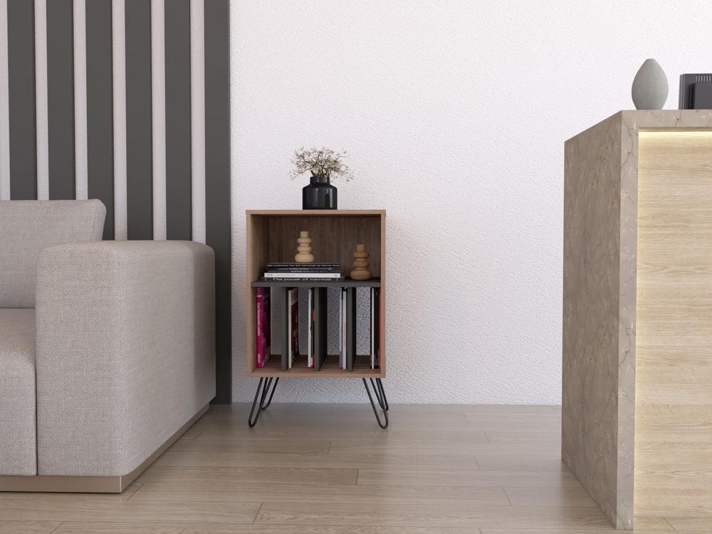 Mueble Multiusos Lara, Miel y Plata Oscuro, con Patas En Acero y Espacio Para Objetos Decorativos - VIRTUAL MUEBLES