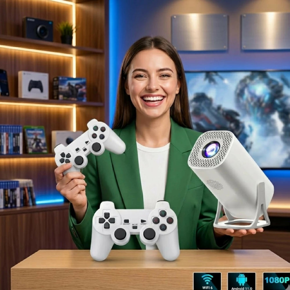 Proyector Portátil Inteligente S40 con Consola de Videojuegos Retro Integrada
