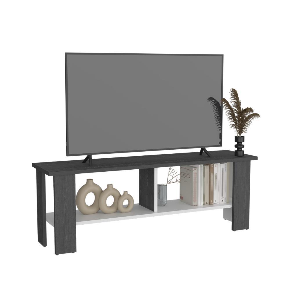 Mesa Para Tv Navi, Wengue y Blanco, Para Televisor Hasta 55 Pulgadas