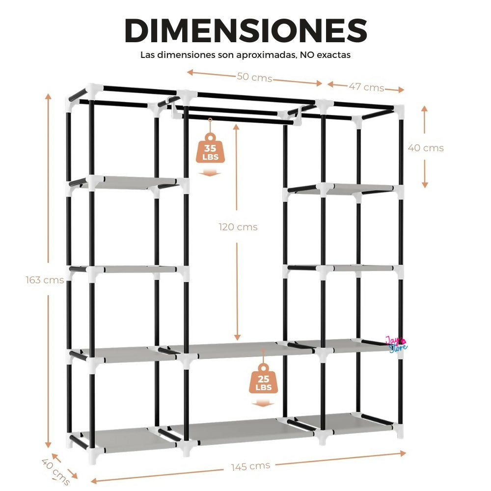 Clóset Ropero Armario Armable Organizador de Ropa 3 Puertas