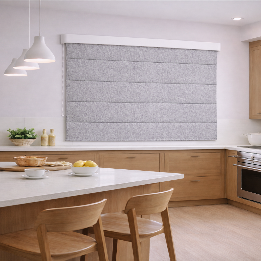 Persiana Romana Premium Blackout Decorativo Melissa Gris 180X140