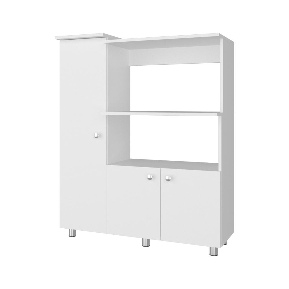 Módulo Microondas Lilo, Blanco, Con 2 entrepaños  y 3 puertas para guardar implementos ZF